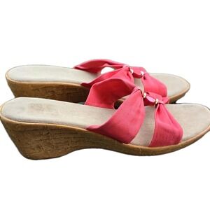 Larkin Comfort Pink Wedge Heel Sandals 💕 Women's Size 8M | Slide-On